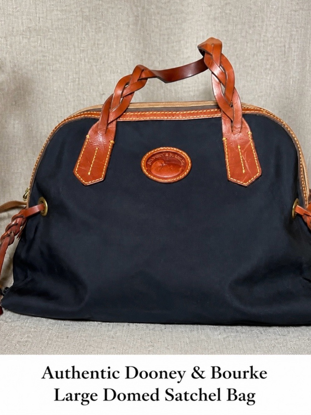 ❤️ DOONEY & BOURKE Black Canvas/Leather Braided Double Handle Satchel